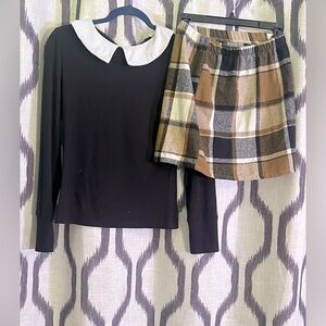 GIRLS SHEIN TWEEN SKIRT AND LONG SLEEVE OUTFIT